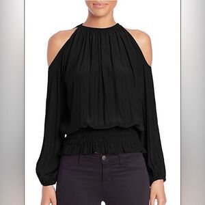 New! Ramy Brook, Electric-Blue, “Lauren Cold Shoulder Smocked Top”. Size Small.